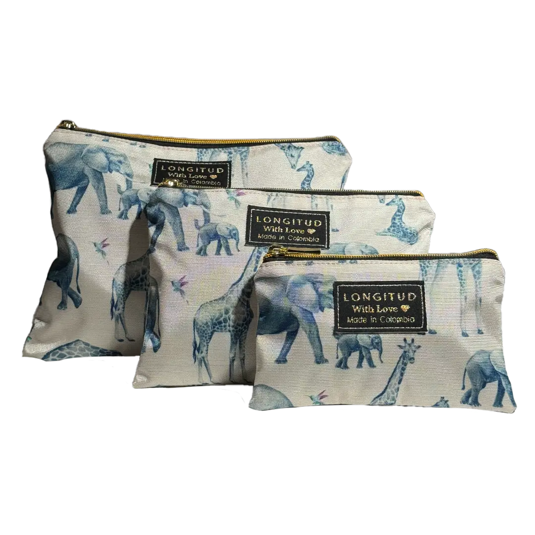 Estampado Selva con elefantes y jirafas en estilo sereno