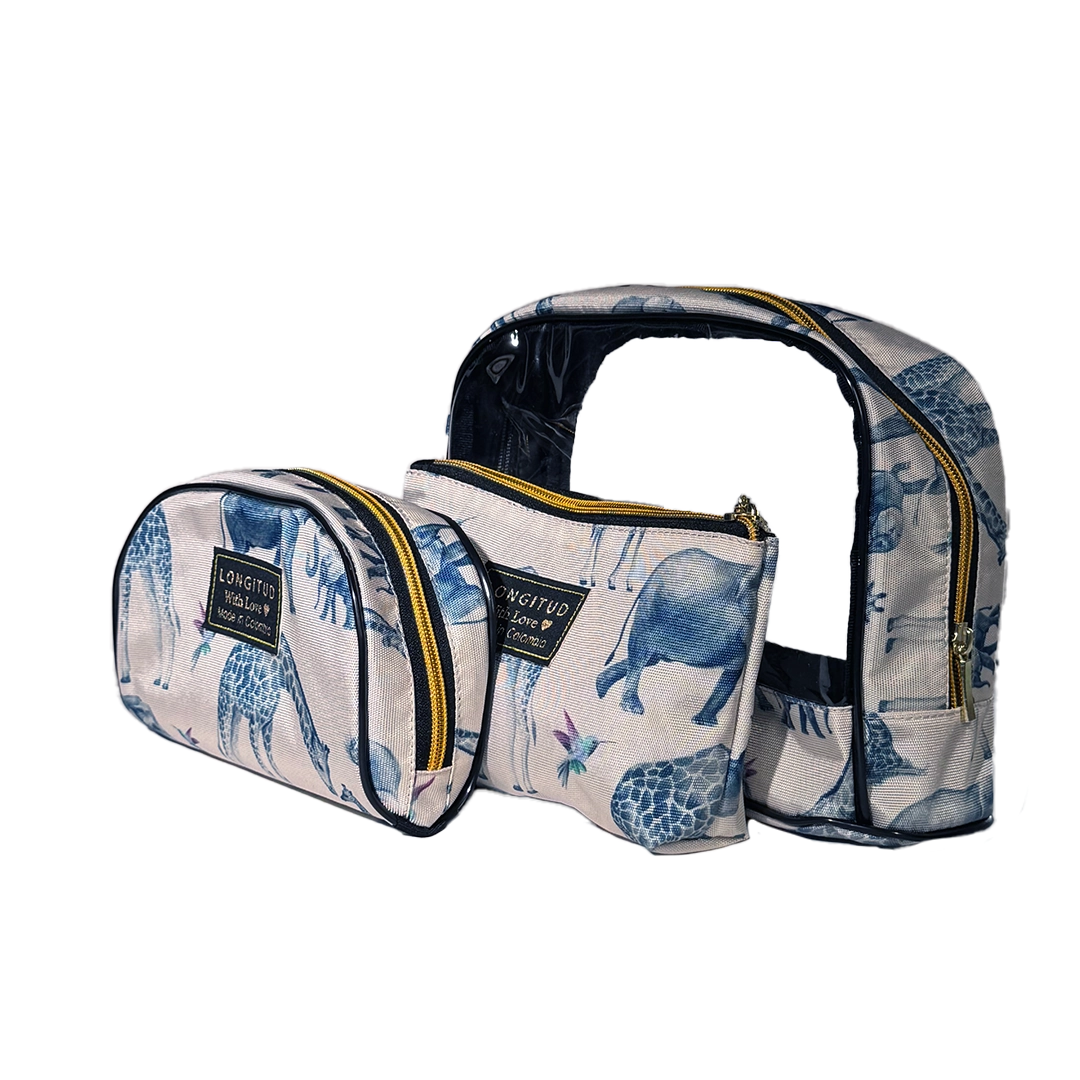 Estampado selva: elefantes y jirafas que inspiran calma. Sublimado en lona impermeable para un orden fresco y sereno, con una vibra natural que armoniza tus espacios. Longitud